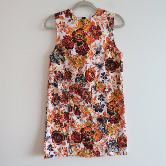 MSGM MILANO Bright Floral Denim Shift Mini Dress Maximalist Abstract Summer - Picture 2 of 16